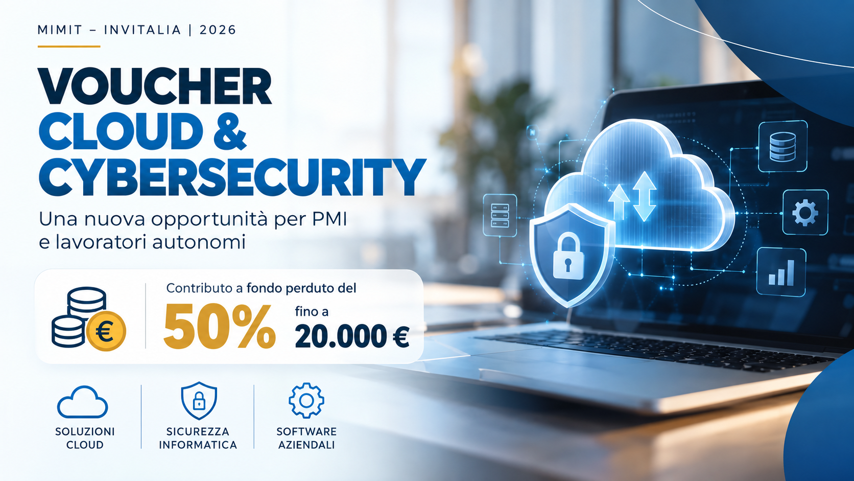 Voucher Cloud & Cybersecurity 2026: fino a 20.000 € a fondo perduto